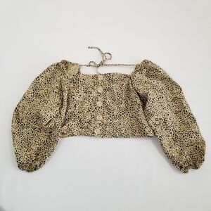 American Eagle Linen Cotton Animal Print Crop Top Size Medium NWOT